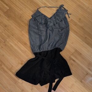 Express Elegant Gray and Black Romper
